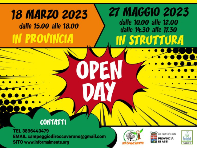 Campeggio di Roccaverano - Open day 27 maggio 2023