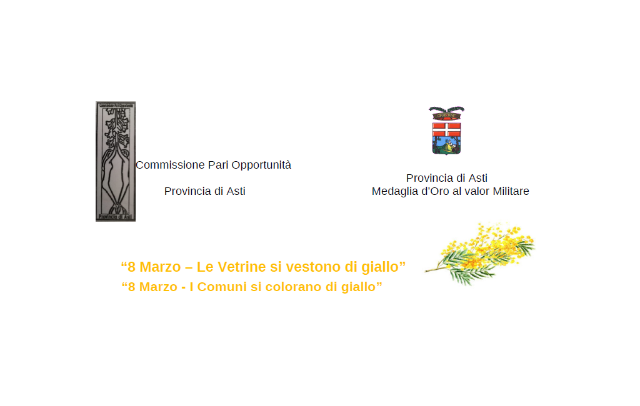 “8 Marzo – Le Vetrine si vestono di giallo”: concorso fotografico della Commissione per le Pari Opportunità della Provincia di Asti