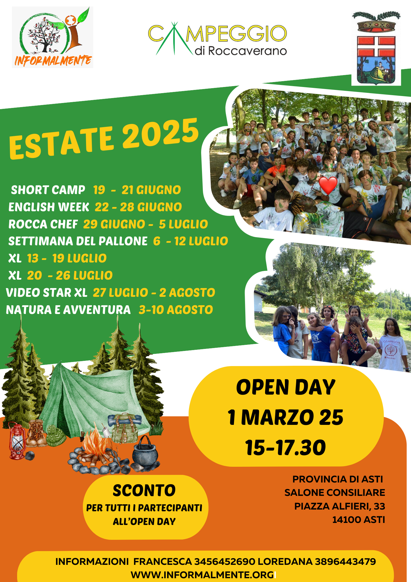 Le vacanze a Roccaverano: emozioni  Il 1° marzo open day di presentazione del Campeggio della Provincia, istituzione sempreverde che non smette di entusiasmare e stupire giovani e giovanissimi