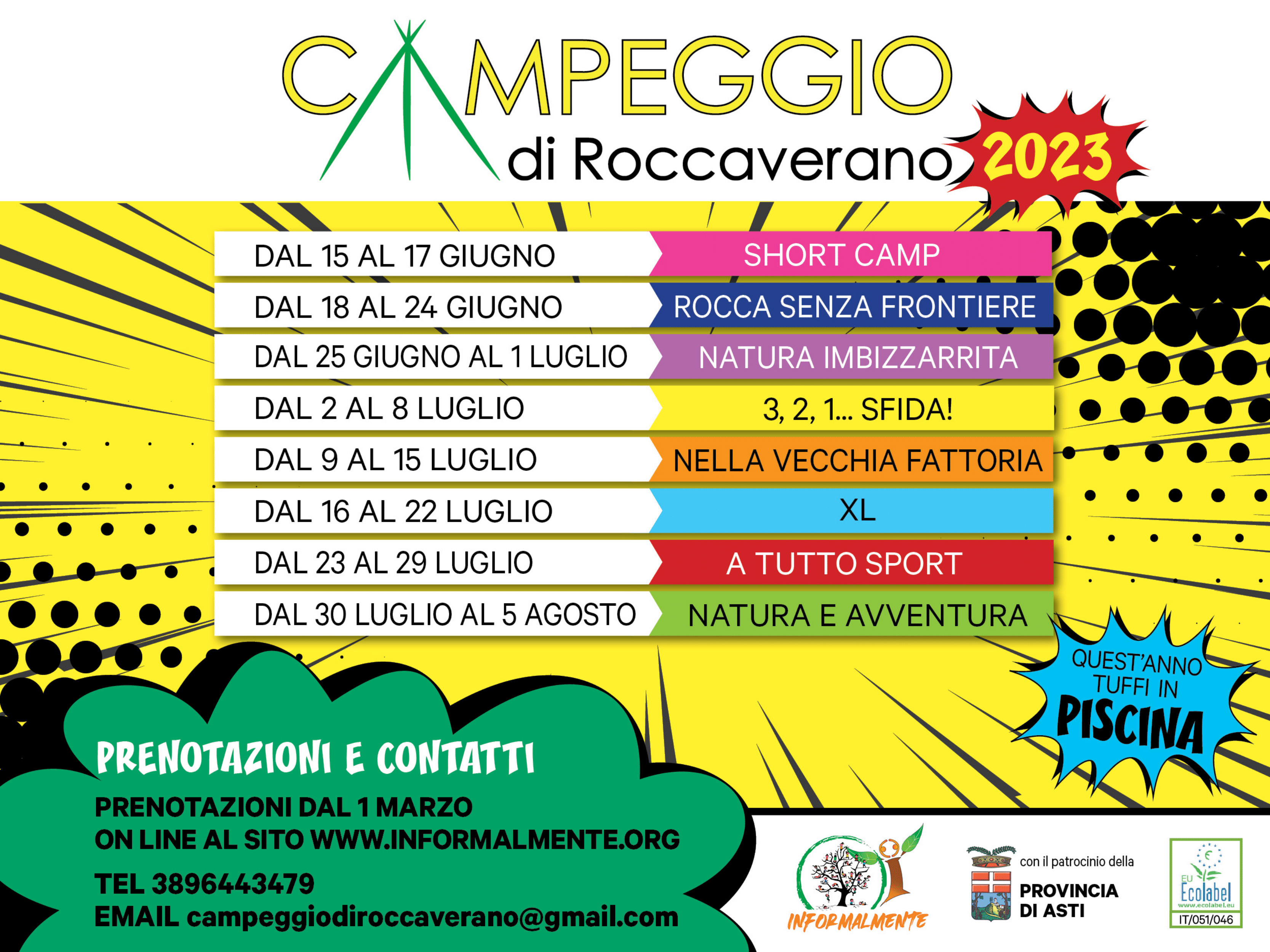 Campeggio di Roccaverano 2023 - Programma