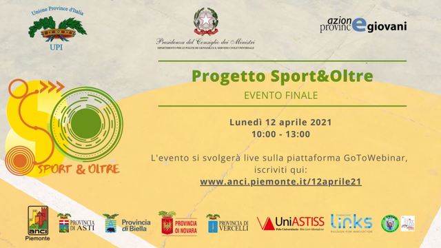 Evento finale per “Sport&Oltre”: l'Astigiano protagonista con un progetto unico in Piemonte